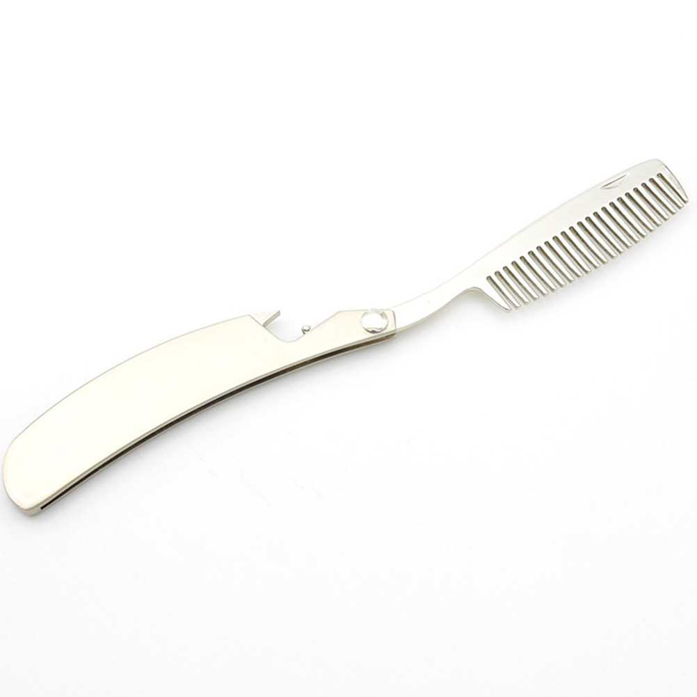 Men'S Grooming Tool - Zinc Alloy Beard Comb Foldable Small
