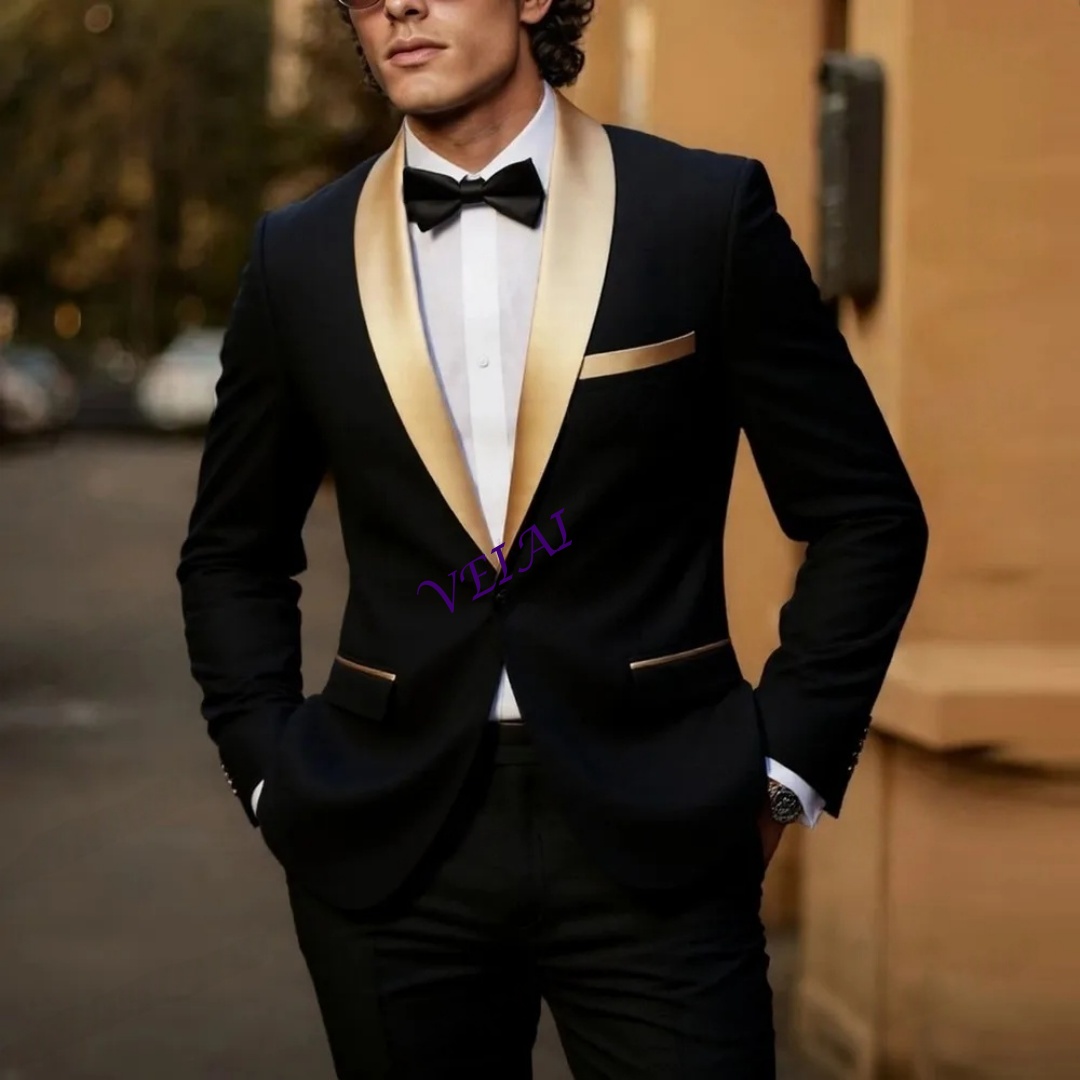 CustomizedNew Gold Lapel Black - Men'S Grooming Jacket ulasan dan harga