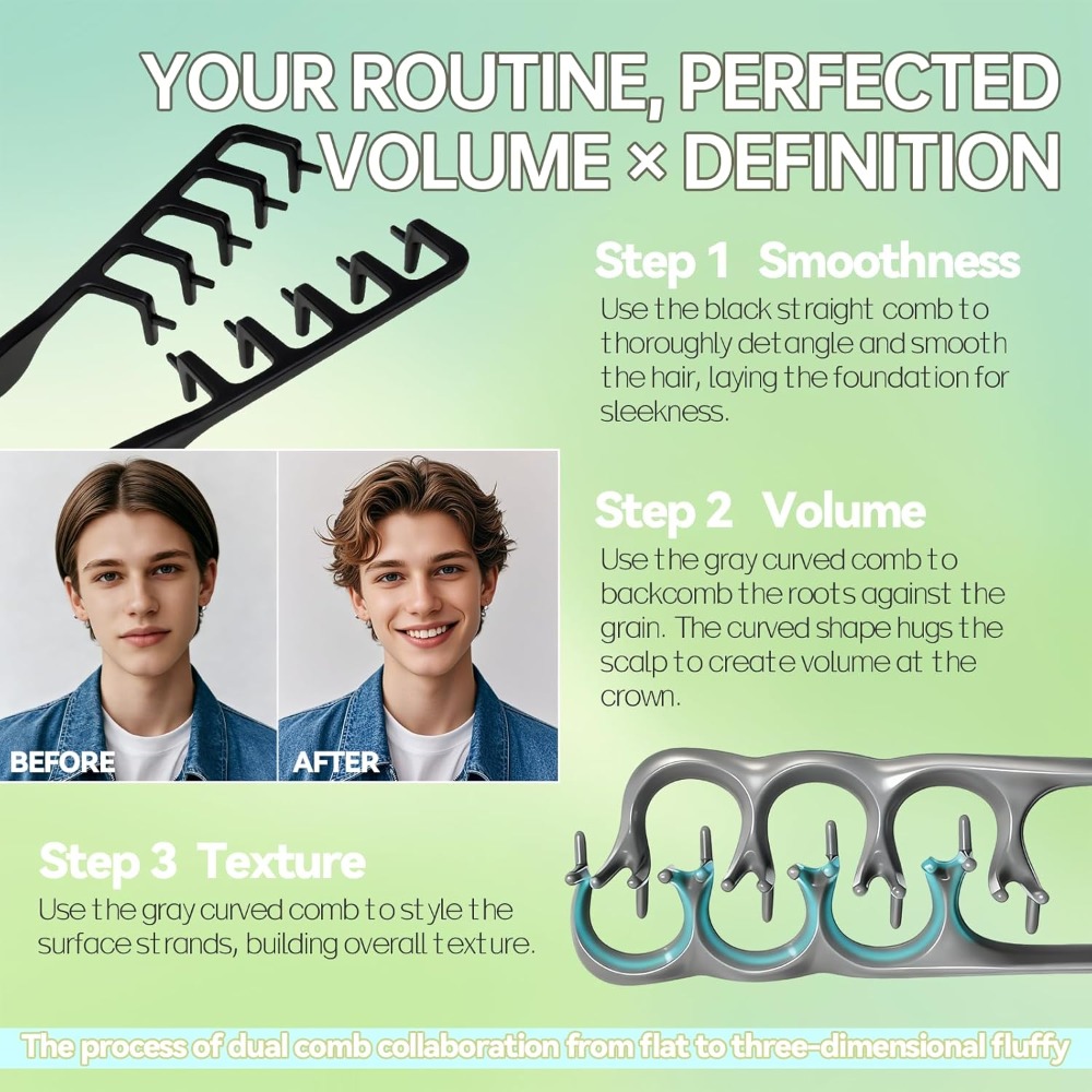 2PCS Texture Comb, 2-in-1 New  - Comb Fine Tooth ulasan dan harga